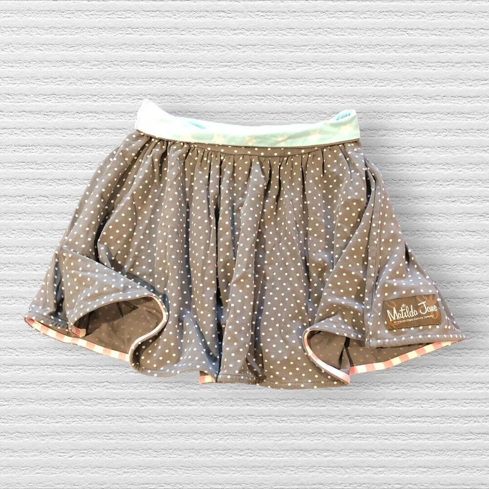 Matilda Jane Size 6 Girls Hello Lovely Lots of Dots Skirt Gray Pink Blue Stars